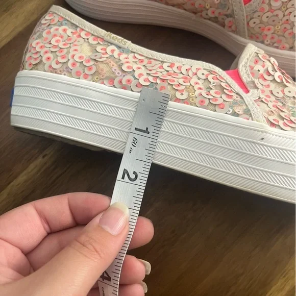 Ked's Oh Joy! Triple Decker Pink Sequin Sneaker size 7 platform - Picture 10 of 10